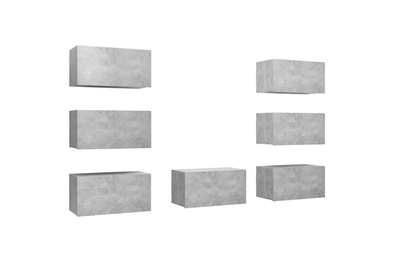 TV-tasot 7 kpl betoninharmaa 30,5x30x60 cm lastulevy - Huonekalut - TV- & Mediakalusteet - TV-kaappi