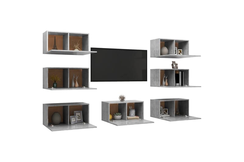 TV-tasot 7 kpl betoninharmaa 30,5x30x60 cm lastulevy - Huonekalut - TV- & Mediakalusteet - TV-kaappi