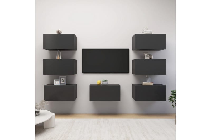 TV-tasot 7 kpl harmaa 30,5x30x60 cm lastulevy - Huonekalut - TV- & Mediakalusteet - TV-kaappi