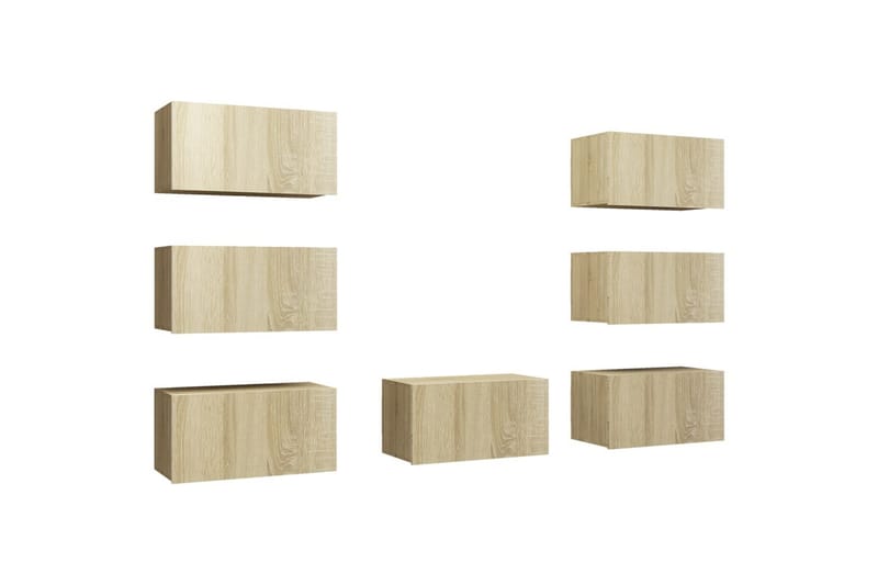 TV-tasot 7 kpl Sonoma-tammi 30,5x30x60 cm lastulevy - Huonekalut - TV- & Mediakalusteet - TV-kaappi