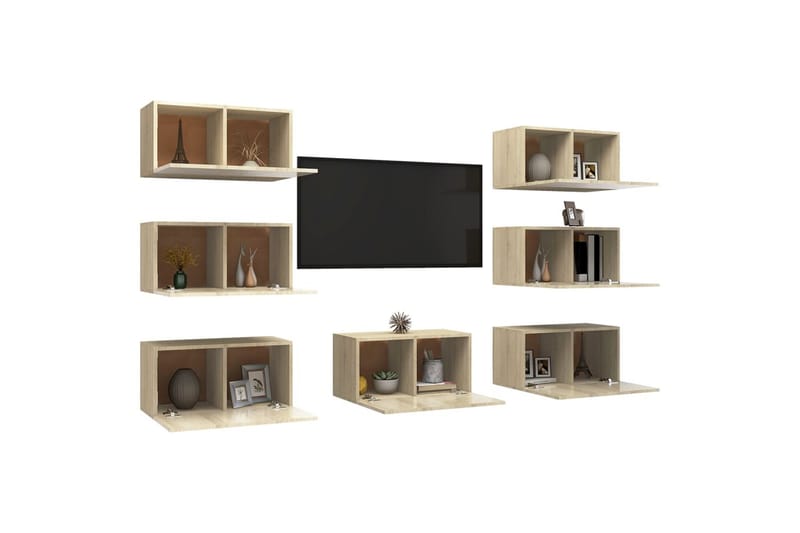 TV-tasot 7 kpl Sonoma-tammi 30,5x30x60 cm lastulevy - Huonekalut - TV- & Mediakalusteet - TV-kaappi