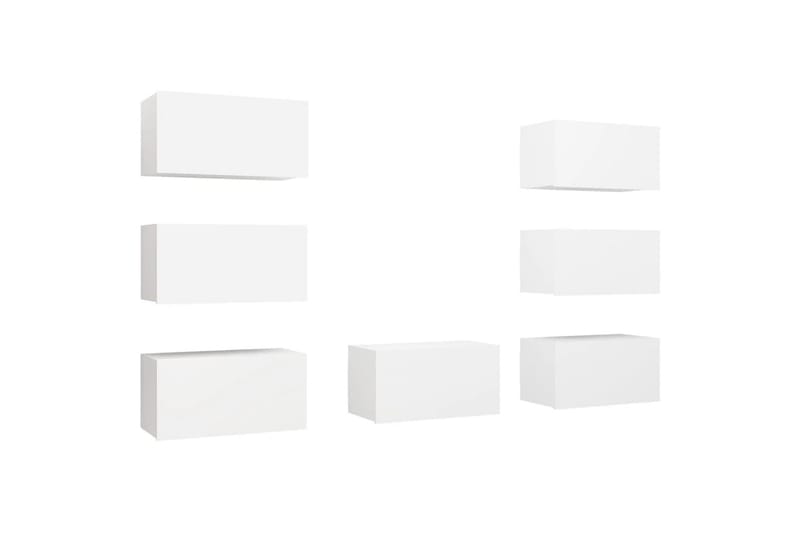 TV-tasot 7 kpl valkoinen 30,5x30x60 cm lastulevy - Huonekalut - TV- & Mediakalusteet - TV-kaappi