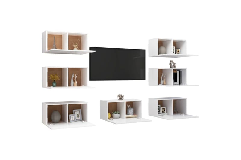TV-tasot 7 kpl valkoinen 30,5x30x60 cm lastulevy - Huonekalut - TV- & Mediakalusteet - TV-kaappi