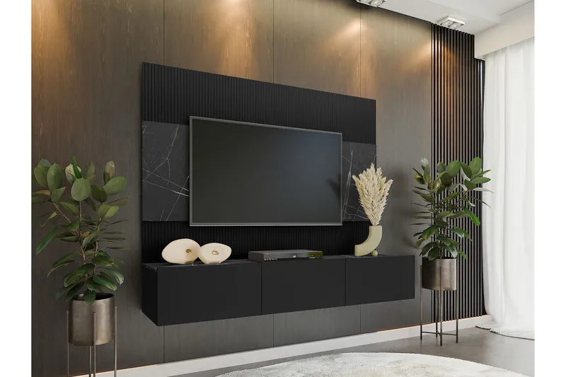 TV-kaappi Bernice 38x150 cm - Musta - Huonekalut - TV- & Mediakalusteet - TV-kalustepaketti