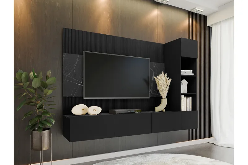 Tv-kaappi Bernice 38x150 cm - Musta - Huonekalut - TV- & Mediakalusteet - TV-kalustepaketti