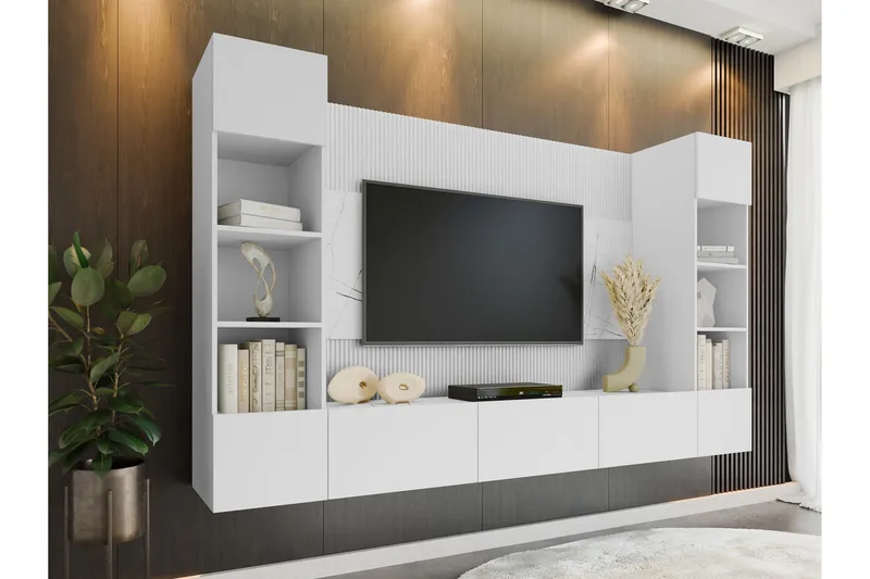 Tv-kaappi Bernice 38x150 cm - Valkoinen - Huonekalut - TV- & Mediakalusteet - TV-kalustepaketti