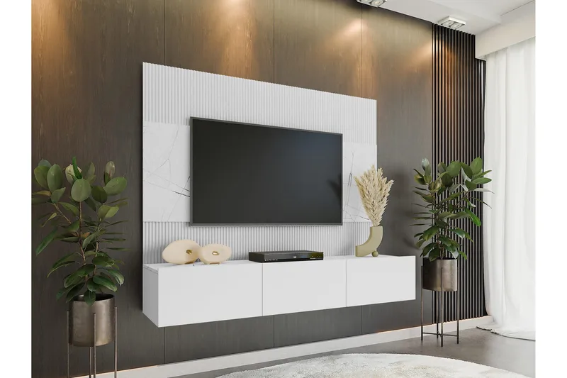 Tv-kaappi Bernice 38x150 cm - Valkoinen - Huonekalut - TV- & Mediakalusteet - TV-kalustepaketti