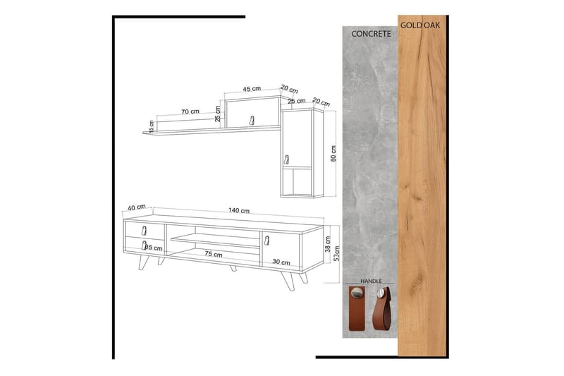 Mediasäilytys Naidaj - Huonekalut - TV- & Mediakalusteet - TV-kalustepaketti