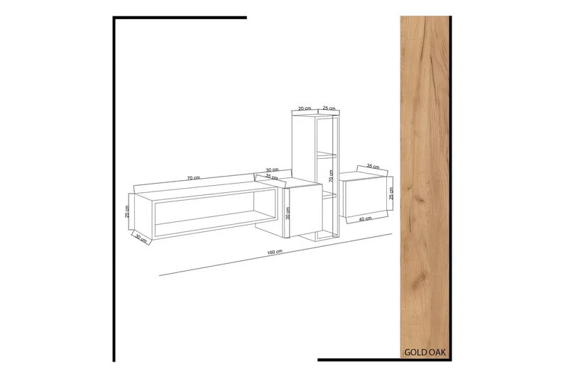 Mediasäilytys Naidaj - Huonekalut - TV- & Mediakalusteet - TV-kalustepaketti
