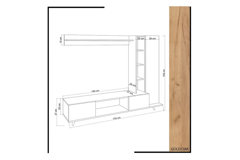 Mediasäilytys Naidaj - Huonekalut - TV- & Mediakalusteet - TV-kalustepaketti