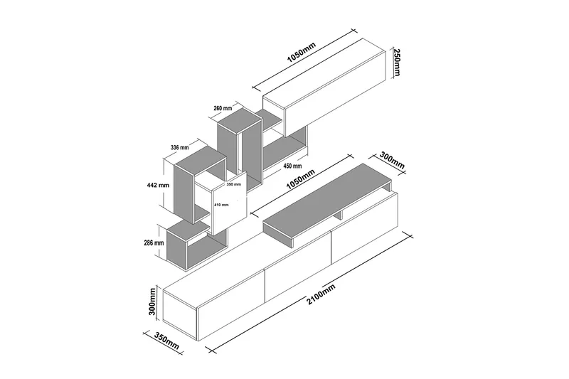 Mediasäilytys Pangler - Huonekalut - TV- & Mediakalusteet - TV-kalustepaketti