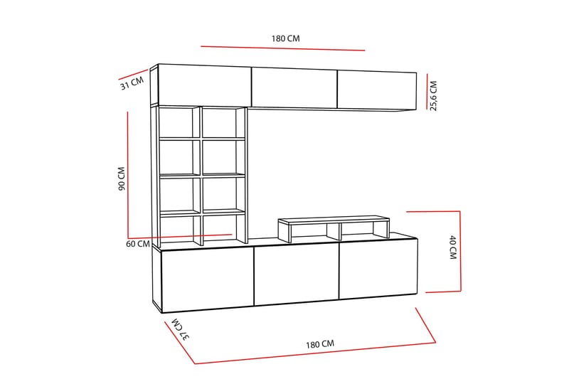 Mediasäilytys Pangler - Huonekalut - TV- & Mediakalusteet - TV-kalustepaketti