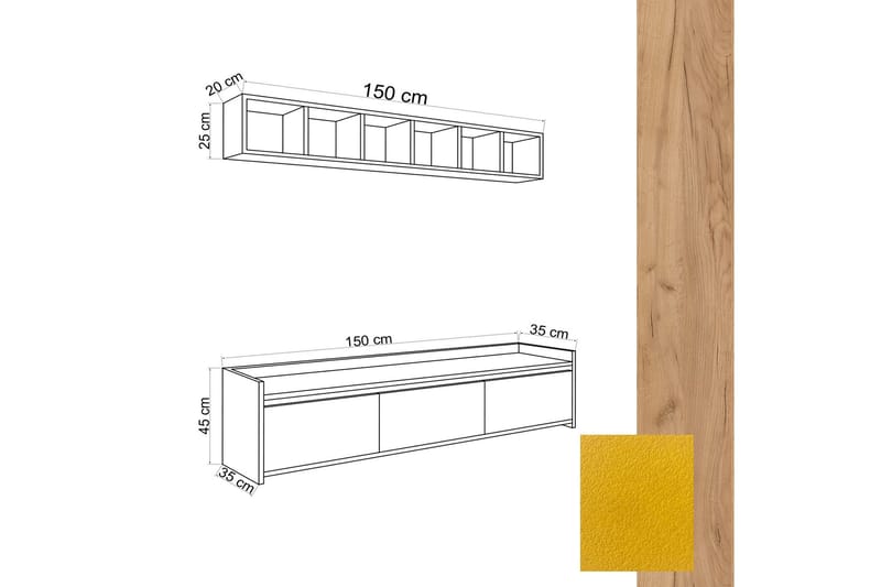 Mediataso Tammi/Keltainen - Huonekalut - TV- & Mediakalusteet - TV-kalustepaketti