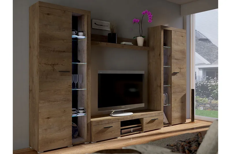 Beige/Ruskea TV-kaluste Rumba 300x34x190 cm