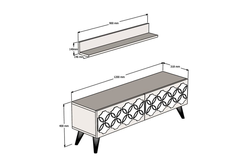 TV-kalustepaketti Amtorp 120 cm - Ruskea - TV-kalustepaketti