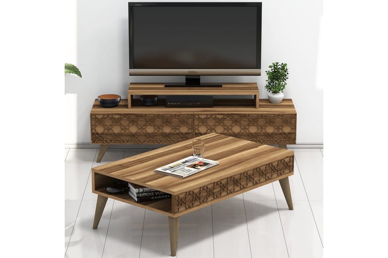 TV-kalustepaketti Amtorp 140 cm - Ruskea - Huonekalut - TV- & Mediakalusteet - TV-kalustepaketti