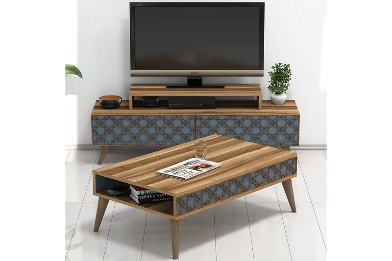 TV-kalustepaketti Amtorp 140 cm, Ruskea