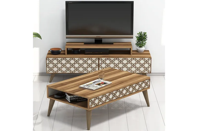 TV-kalustepaketti Amtorp 140 cm, Ruskea