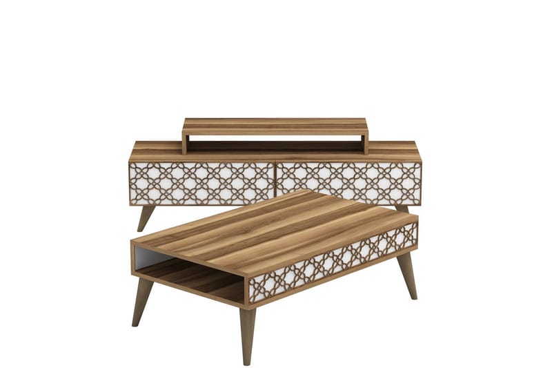 TV-kalustepaketti Amtorp 140 cm - Ruskea/Valkoinen - Huonekalut - TV- & Mediakalusteet - TV-kalustepaketti