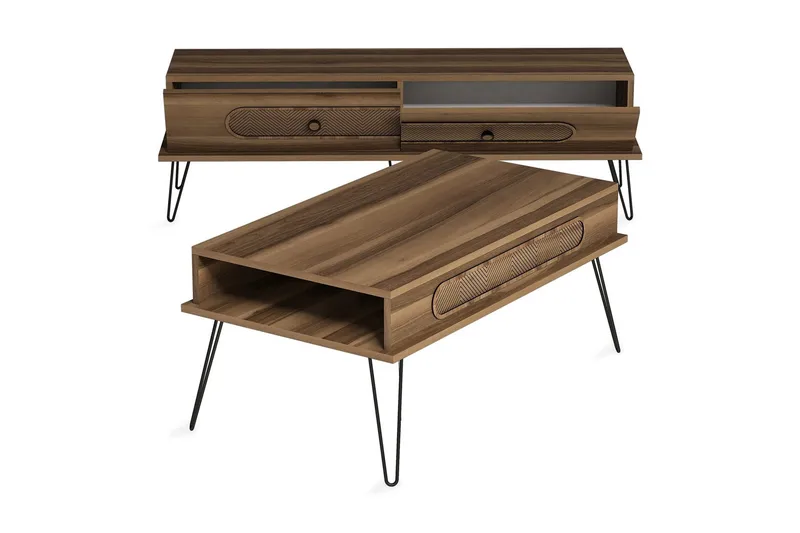 TV-kalustepaketti Amtorp 145 cm - Ruskea - Huonekalut - TV- & Mediakalusteet - TV-kalustepaketti