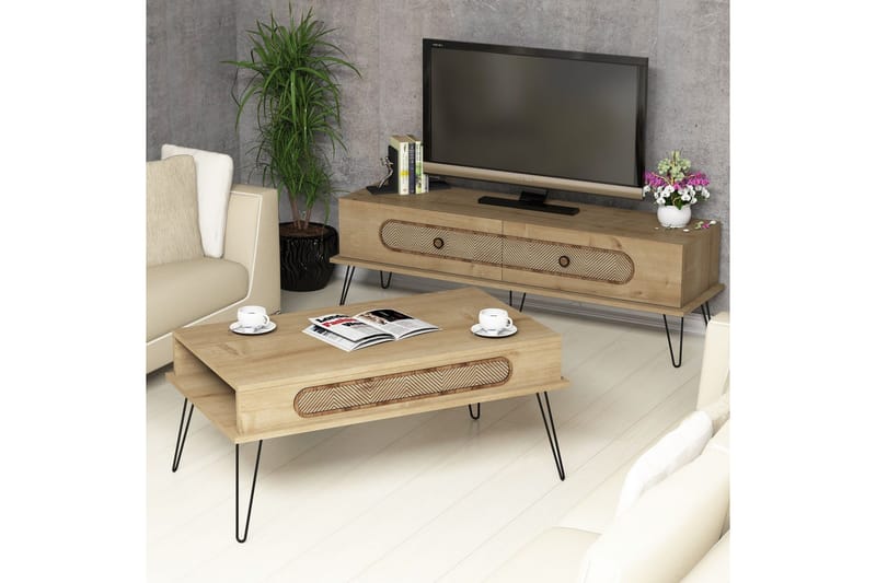 TV-kalustepaketti Amtorp 145 cm - Ruskea/Tammi - Huonekalut - TV- & Mediakalusteet - TV-kalustepaketti