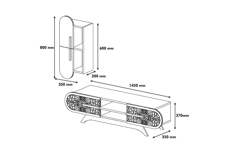 TV-kalustepaketti Amtorp 145 cm - Ruskea/Valkoinen - Huonekalut - TV- & Mediakalusteet - TV-kalustepaketti