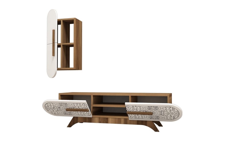 TV-kalustepaketti Amtorp 145 cm - Ruskea/Valkoinen - Huonekalut - TV- & Mediakalusteet - TV-kalustepaketti