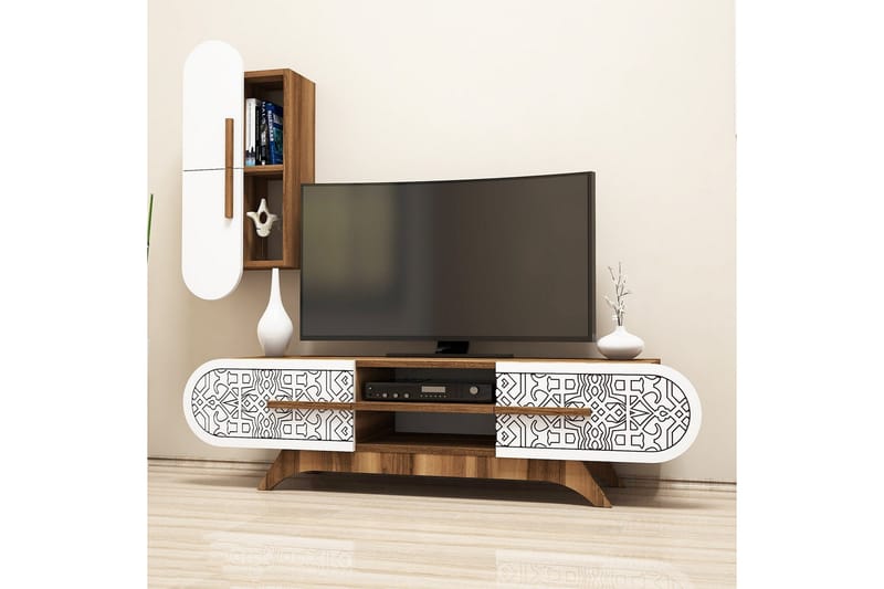 TV-kalustepaketti Amtorp 145 cm - Ruskea/Valkoinen - Huonekalut - TV- & Mediakalusteet - TV-kalustepaketti