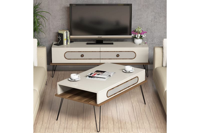 TV-kalustepaketti Amtorp 145 cm - Ruskea/Valkoinen - Huonekalut - TV- & Mediakalusteet - TV-kalustepaketti