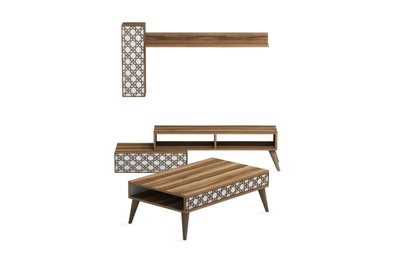 TV-kalustepaketti Amtorp 150 cm - Ruskea/Valkoinen - Huonekalut - TV- & Mediakalusteet - TV-kalustepaketti