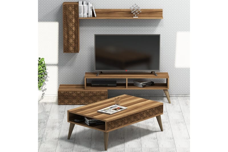 TV-kalustepaketti Amtorp 150 cm, Vaaleanruskea