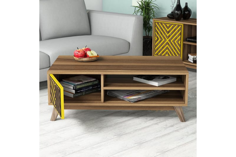 TV-kalustepaketti Amtorp 160 cm - Ruskea/Keltainen - Huonekalut - TV- & Mediakalusteet - TV-kalustepaketti