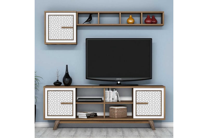 TV-kalustepaketti Amtorp 160 cm - Ruskea/Valkoinen - Huonekalut - TV- & Mediakalusteet - TV-kalustepaketti