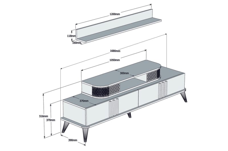 TV-kalustepaketti Amtorp 168 cm - Beige - Huonekalut - TV- & Mediakalusteet - TV-kalustepaketti