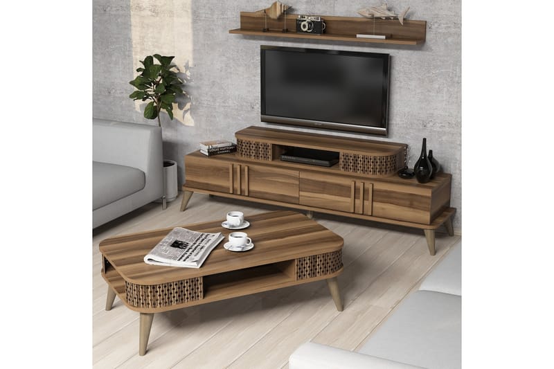 TV-kalustepaketti Amtorp 168 cm - Ruskea - Huonekalut - TV- & Mediakalusteet - TV-kalustepaketti