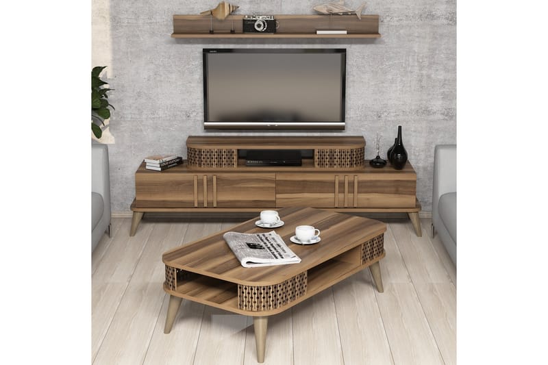 TV-kalustepaketti Amtorp 168 cm - Ruskea - Huonekalut - TV- & Mediakalusteet - TV-kalustepaketti
