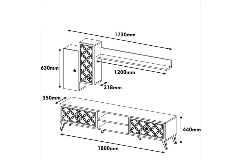 TV-kalustepaketti Amtorp 180 cm - Ruskea - TV-kalustepaketti