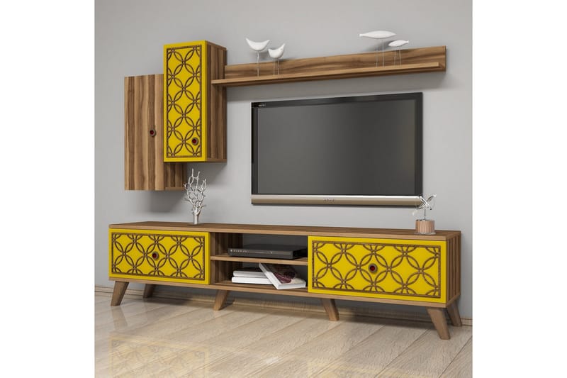 TV-kalustepaketti Amtorp 180 cm - Ruskea/Keltainen - Huonekalut - TV- & Mediakalusteet - TV-kalustepaketti