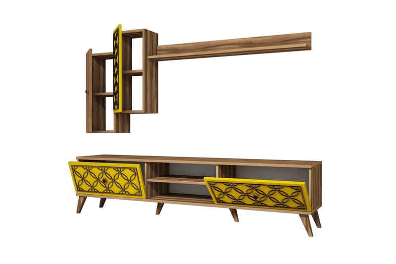 TV-kalustepaketti Amtorp 180 cm - Ruskea/Keltainen - Huonekalut - TV- & Mediakalusteet - TV-kalustepaketti