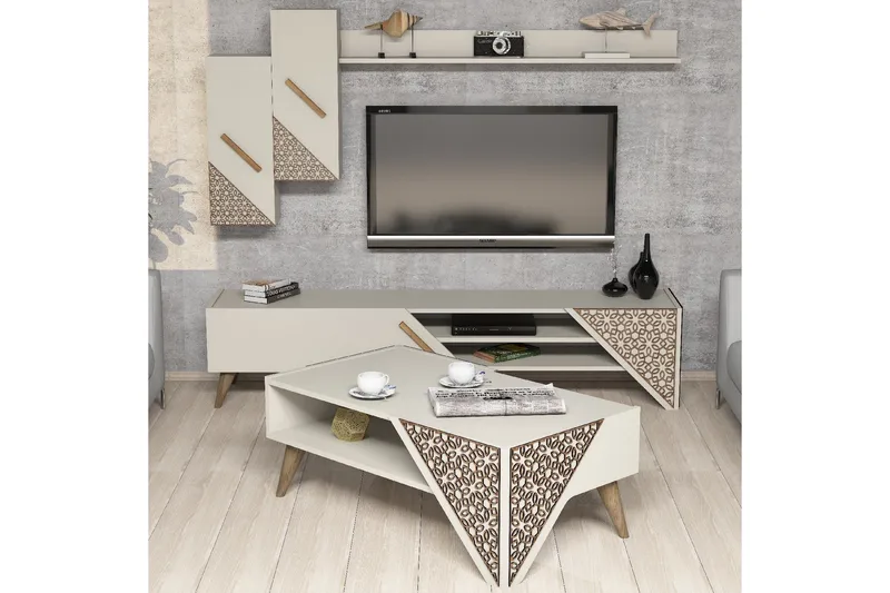 TV-kalustepaketti Amtorp 180 cm, Valkoinen