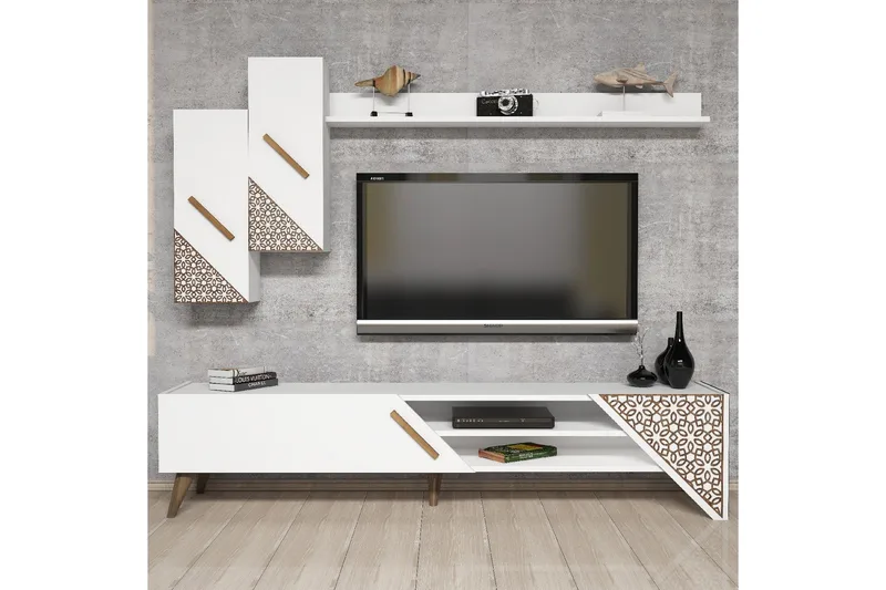 TV-kalustepaketti Amtorp 180 cm, Valkoinen