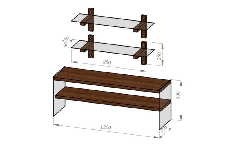 TV-Kalustepaketti Balais 45 cm - Pähkinä - TV-kalustepaketti