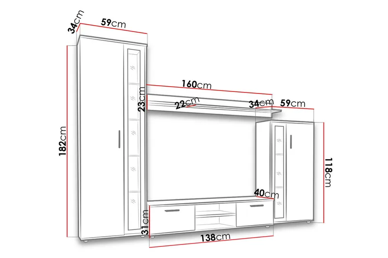 TV-kalustepaketti Bentley - Huonekalut - TV- & Mediakalusteet - TV-kalustepaketti
