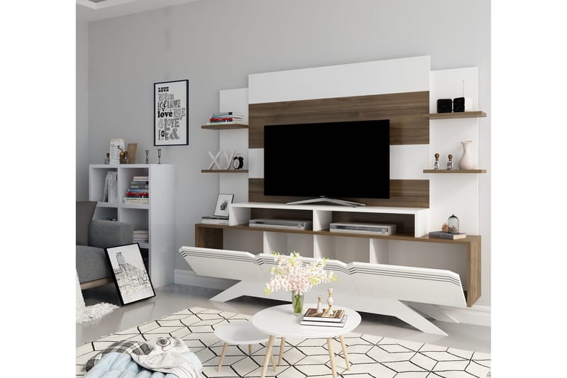 TV-kalustepaketti Dumö 149 cm - Valkoinen/Ruskea - Huonekalut - TV- & Mediakalusteet - TV-kalustepaketti