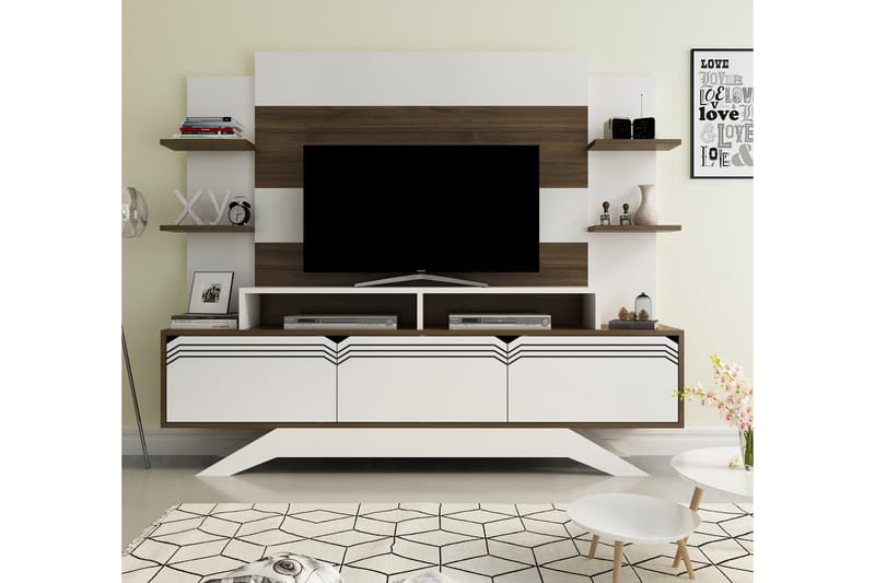 TV-kalustepaketti Dumö 149 cm - Valkoinen/Ruskea - Huonekalut - TV- & Mediakalusteet - TV-kalustepaketti