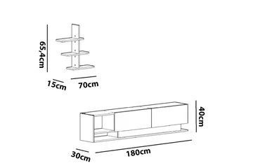 TV-kalustepaketti Dumö 180 cm - Valkoinen - Huonekalut - TV- & Mediakalusteet - TV-kalustepaketti