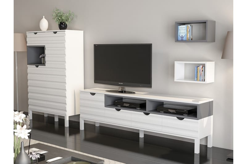 TV-kalustepaketti Dumö 180 cm - Valkoinen/Harmaa - Huonekalut - TV- & Mediakalusteet - TV-kalustepaketti