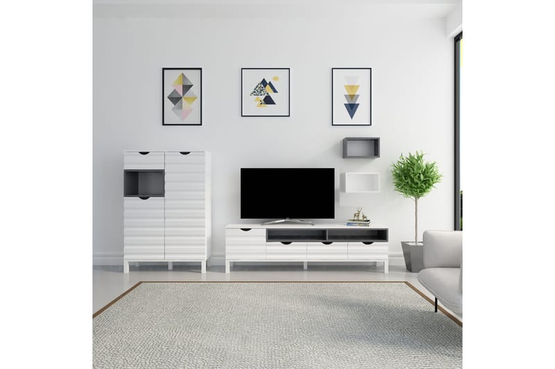 TV-kalustepaketti Dumö 180 cm - Valkoinen/Harmaa - Huonekalut - TV- & Mediakalusteet - TV-kalustepaketti