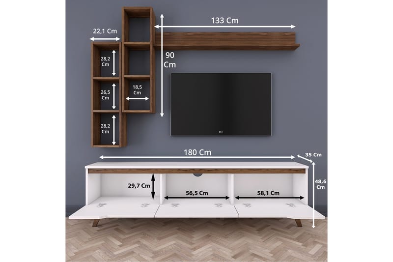 TV-kalustepaketti Horveryd 180 cm - Beige - Huonekalut - TV- & Mediakalusteet - TV-kalustepaketti