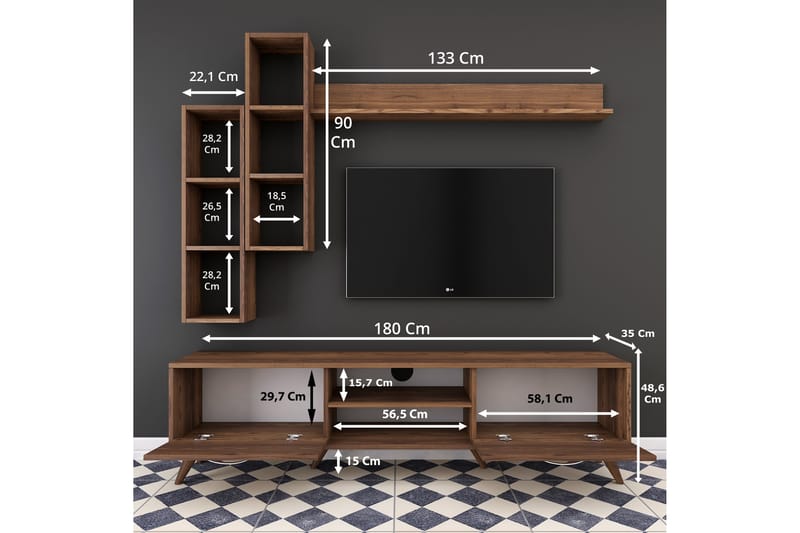 TV-kalustepaketti Horveryd 180 cm - Ruskea - Huonekalut - TV- & Mediakalusteet - TV-kalustepaketti